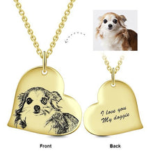 Load image into Gallery viewer, 14K Gold Love Heart Personalized Engraved Photos Necklace Adjustable 16”-20”