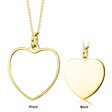 Load image into Gallery viewer, 14K Gold Personalized Color Photo and Engraved in Love Heart Pendant Necklace Adjustable 16”-20”