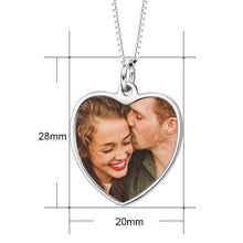 Load image into Gallery viewer, 14K Gold Personalized Color Photo and Engraved in Love Heart Pendant Necklace Adjustable 16”-20”