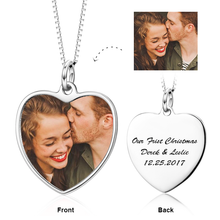 Load image into Gallery viewer, 14K Gold Personalized Color Photo and Engraved in Love Heart Pendant Necklace Adjustable 16”-20”