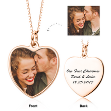 Load image into Gallery viewer, 14K Gold Personalized Color Photo and Engraved in Love Heart Pendant Necklace Adjustable 16”-20”