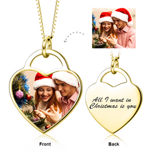 Load image into Gallery viewer, 14K Gold Customize Your Color Photo&amp;Text in Love Heart Pendant Necklace