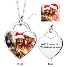 Load image into Gallery viewer, 14K Gold Customize Your Color Photo&amp;Text in Love Heart Pendant Necklace
