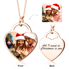 Load image into Gallery viewer, 14K Gold Customize Your Color Photo&amp;Text in Love Heart Pendant Necklace