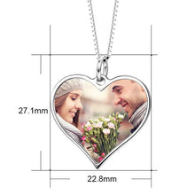 Load image into Gallery viewer, 14K Gold Customize Your Color Photo and Engraved Text in Love Heart Pendant Necklace-Platinum/Yellow Gold/Rose Gold