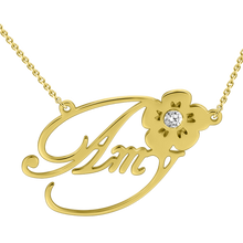 Load image into Gallery viewer, "Amy"Style 14k Gold Personalized  Swarovski Inlay Name Necklace Adjustable