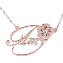 Load image into Gallery viewer, "Amy"Style 14k Gold Personalized  Swarovski Inlay Name Necklace Adjustable