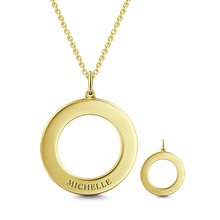 Load image into Gallery viewer, 10K/14K Gold Personalized Engravable Disc Necklace Adjustable 16”-20”-White Gold/Yellow Gold/Rose Gold