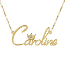 Load image into Gallery viewer, "Caroline" Personalized Beautiful Crown Custom Name Necklace with Stones