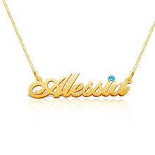 Load image into Gallery viewer, 14K Gold Personalized Birthstone Name Necklace Adjustable 16”-20”