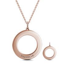 Load image into Gallery viewer, 10K/14K Gold Personalized Engravable Disc Necklace Adjustable 16”-20”-White Gold/Yellow Gold/Rose Gold