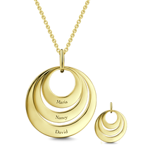 Load image into Gallery viewer, 14K Gold Personalized Engravable Three Disc Necklace Adjustable Chain