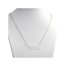 Load image into Gallery viewer, "Hailey" Personalized Script Name Heart Birthstone Necklace