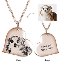 Load image into Gallery viewer, 14K Gold Love Heart Personalized Engraved Photos Necklace Adjustable 16”-20”