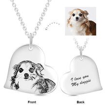 Load image into Gallery viewer, 14K Gold Love Heart Personalized Engraved Photos Necklace Adjustable 16”-20”